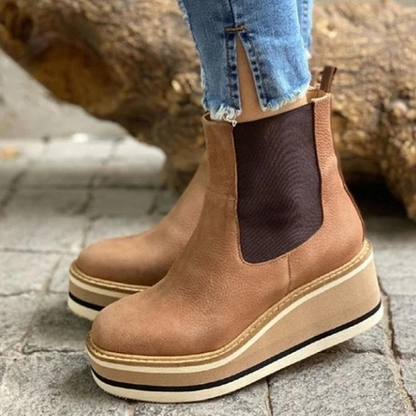 Botas Plataforma con Cuña y Banda Elástica - Diseño Cómodo y Moderno