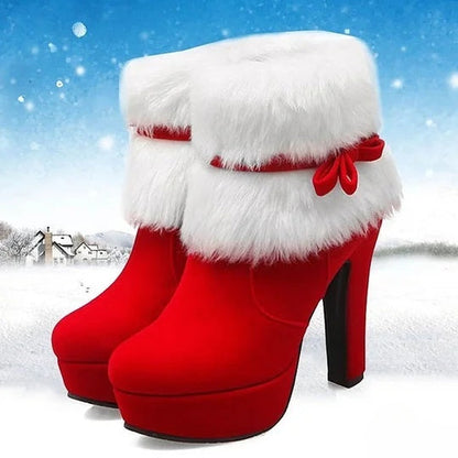 Botas de Tobillo de Tacón Alto para Mujeres Sofía en Rojo y Negro - Perfectas para Caminar, Fiestas y Eventos Navideños