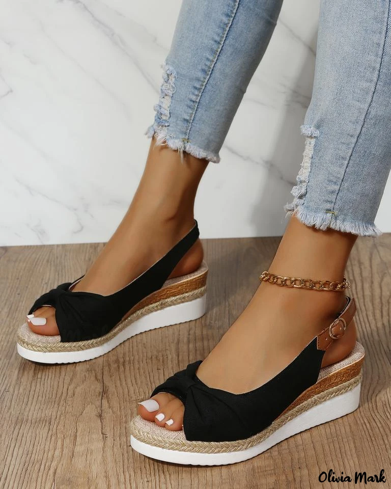 Olivia - Elegantes Sandalias de tacón de Cuña para Mujer con Elegantes detalles de Cuerda de cáñamo