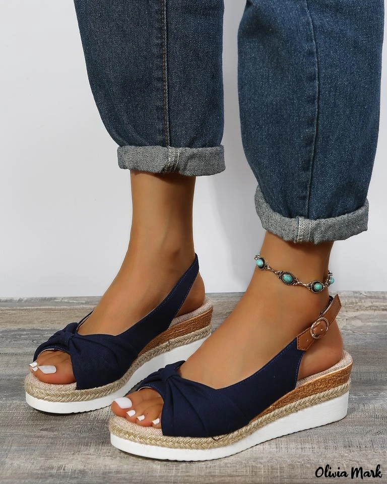 Olivia - Elegantes Sandalias de tacón de Cuña para Mujer con Elegantes detalles de Cuerda de cáñamo