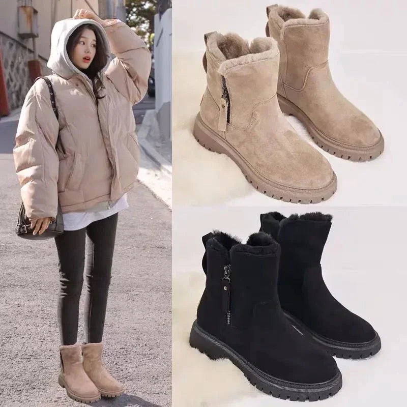 Rita - Botas de nieve forradas de vellón para mujer, invierno