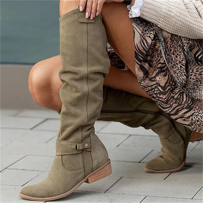 Botas de Invierno Elegantes y Largas hasta la Rodilla con Cremallera para Mujeres