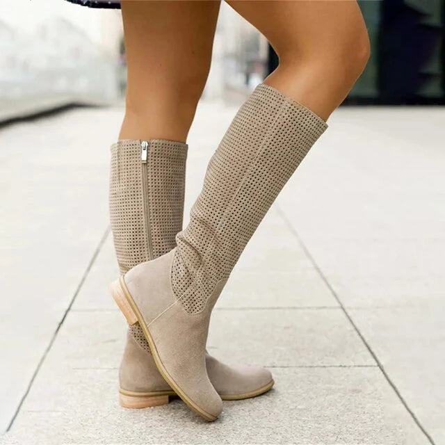 Botas de Invierno Elegantes y Largas hasta la Rodilla con Cremallera para Mujeres